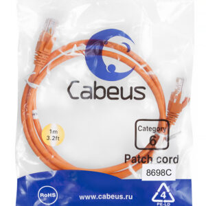 Патч-корд Cabeus PC-UTP-RJ45-Cat.6-1m-OR Кат.6 1 м оранжевый