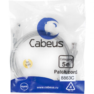 Патч-корд Cabeus PC-UTP-RJ45-Cat.5e-1m-LSZH Кат.5е 1 м серый