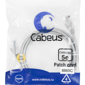 Патч-корд Cabeus PC-UTP-RJ45-Cat.5e-2m-LSZH Кат.5е 2 м серый