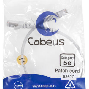 Патч-корд Cabeus PC-FTP-RJ45-Cat.5e-0.5m-LSZH Кат.5е 0.5 м серый