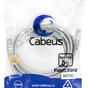 Патч-корд Cabeus PC-FTP-RJ45-Cat.5e-3m-LSZH Кат.5е 3 м серый