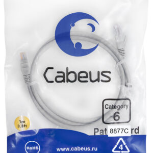 Патч-корд Cabeus PC-UTP-RJ45-Cat.6-1m-LSZH Кат.6 1 м серый