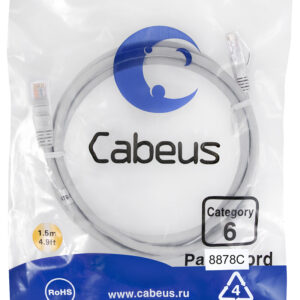 Патч-корд Cabeus PC-UTP-RJ45-Cat.6-1.5m-LSZH Кат.6 1.5 м серый