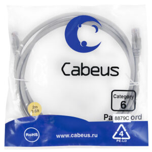 Патч-корд Cabeus PC-UTP-RJ45-Cat.6-2m-LSZH Кат.6 2 м серый