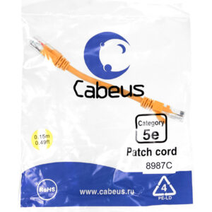 Патч-корд Cabeus PC-UTP-RJ45-Cat.5e-0.15m-OR Кат.5е 0.15 м оранжевый