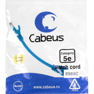 Патч-корд Cabeus PC-UTP-RJ45-Cat.5e-0.15m-BL Кат.5е 0.15 м синий