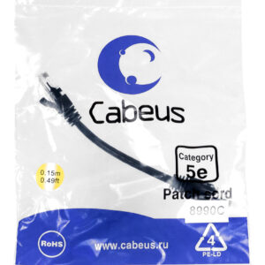 Патч-корд Cabeus PC-UTP-RJ45-Cat.5e-0.15m-BK Кат.5е 0.15 м черный