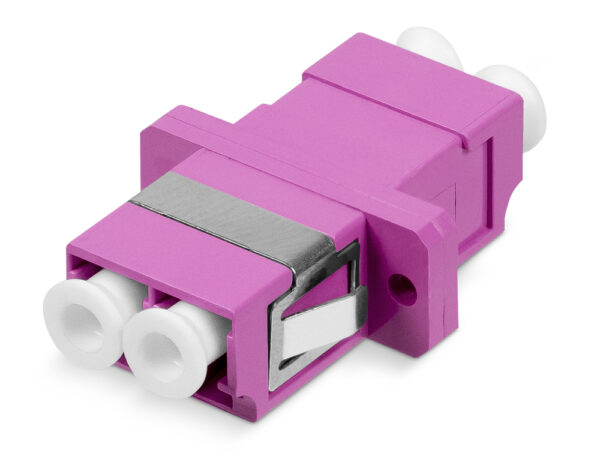 cabeus dlc-dlc-mm-om4 проходной соединитель lc-lc duplex, mm-om4(для многомодового кабеля), корпус пластмассовый (sc adapter simplex dimension)