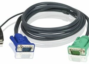 ATEN 2L-5203U Шнур, мон+клав+мышь USB, SPHD15=&gtHD DB15+USB A-Тип, Male-2xMale, 8+4 проводов, опрессованный, 3 метр., черный