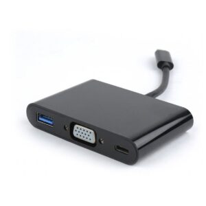 Переходник USB Cablexpert A-CM-VGA3in1-01, USB Type-C/VGA + USB3 + подзарядка USB-C, 15см, пакет