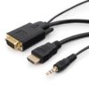 кабель hdmi-vga cablexpert a-hdmi-vga-03-6, 19m/15m + 3.5jack, 1.8м, черный, позол.разъемы, пакет