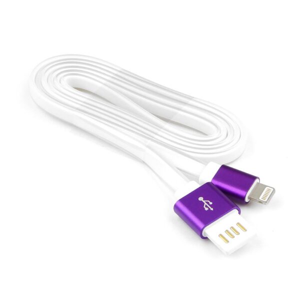 кабель usb 2.0 cablexpert cc-apusbp1m, am/lightning 8p, 1м, мультиразъем usb a, силиконовый шнур, разъемы фиолетовый металлик, пакет