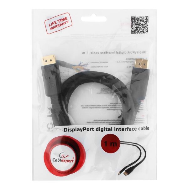 кабель displayport cablexpert cc-dp-1m, 1м, 20m/20m, черный, экран, пакет