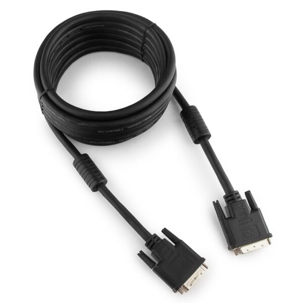 кабель dvi-d dual link cablexpert cc-dvi2-bk-15, 25m/25m, 4.5м, черный, экран, феррит.кольца, пакет