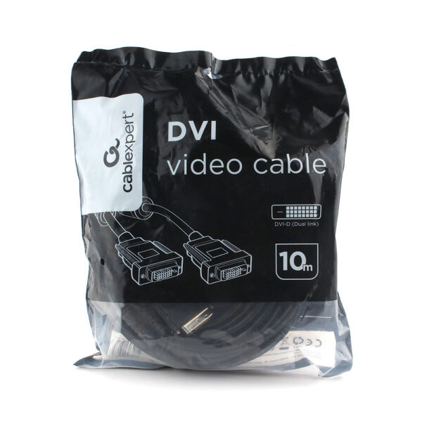 кабель dvi-d dual link cablexpert cc-dvi2l-bk-10m, 25m/25m, 10м, ccs, черный, экран, феррит.кольца, пакет