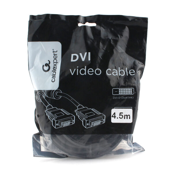 кабель dvi-d dual link cablexpert cc-dvi2l-bk-15, 25m/25m, 4.5м, ccs, черный, экран, феррит.кольца, пакет
