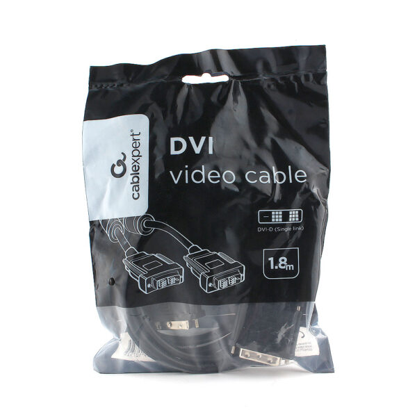 кабель dvi-d single link cablexpert cc-dvil-bk-6, 19m/19m, 1.8м, ccs, черный, экран, феррит.кольца, пакет