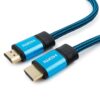 кабель hdmi cablexpert, серия gold, 1,8 м, v1.4, m/m, синий, позол.разъемы, алюминиевый корпус, нейлоновая оплетка, коробка