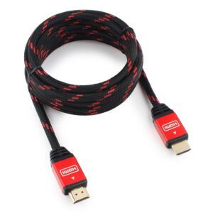 Кабель HDMI Cablexpert, серия Gold, 3 м, v1.4, M/M, красный, позол.разъемы, алюминиевый корпус, нейлоновая оплетка, коробка