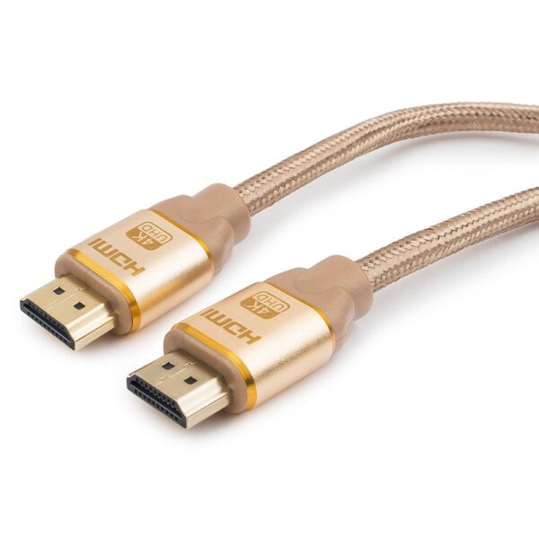 кабель hdmi cablexpert, серия gold, 1,8 м, v1.4, m/m, золотой, позол.разъемы, алюминиевый корпус, нейлоновая оплетка, коробка
