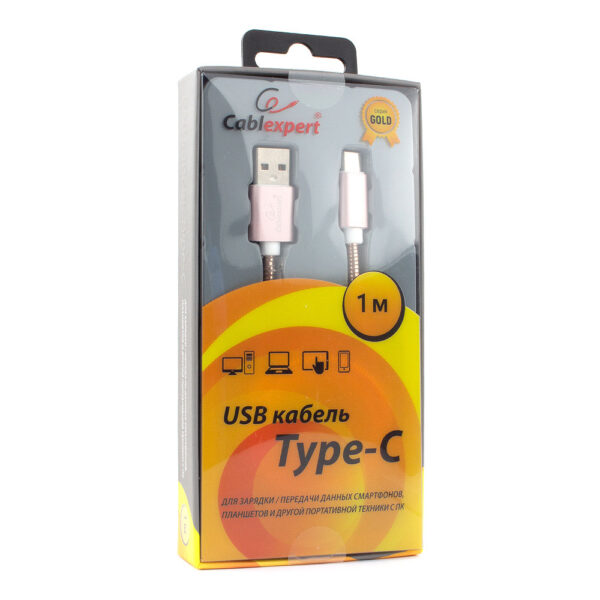кабель usb 2.0 cablexpert cc-g-usbc02cu-1m, am/type-c, серия gold, длина 1м, золото, блистер