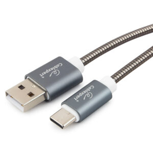Кабель USB 2.0 Cablexpert CC-G-USBC02Gy-1.8M, AM/Type-C, серия Gold, длина 1.8м, титан, блистер