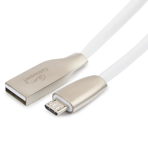кабель usb 2.0 cablexpert cc-g-musb01w-3m, am/microb, серия gold, длина 3м, белый, блистер