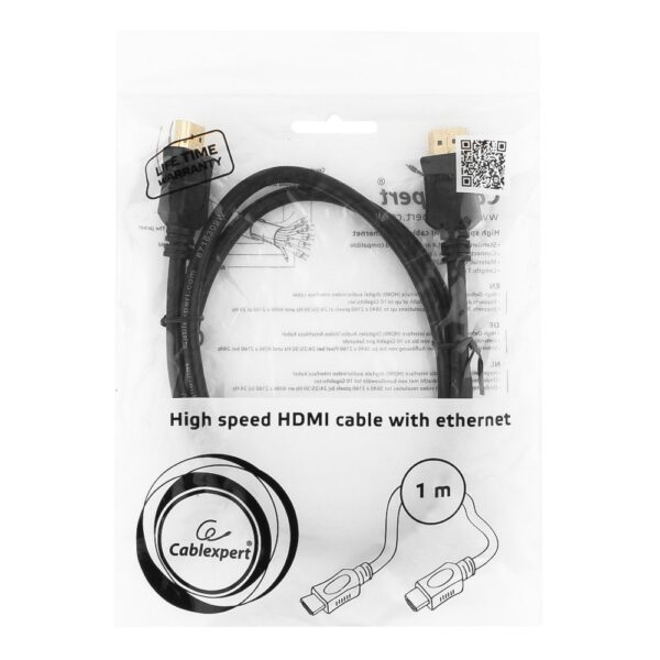 кабель hdmi cablexpert cc-hdmi4l-1m, 1м, v1.4, 19m/19m, серия light, черный, позол.разъемы, экран, пакет