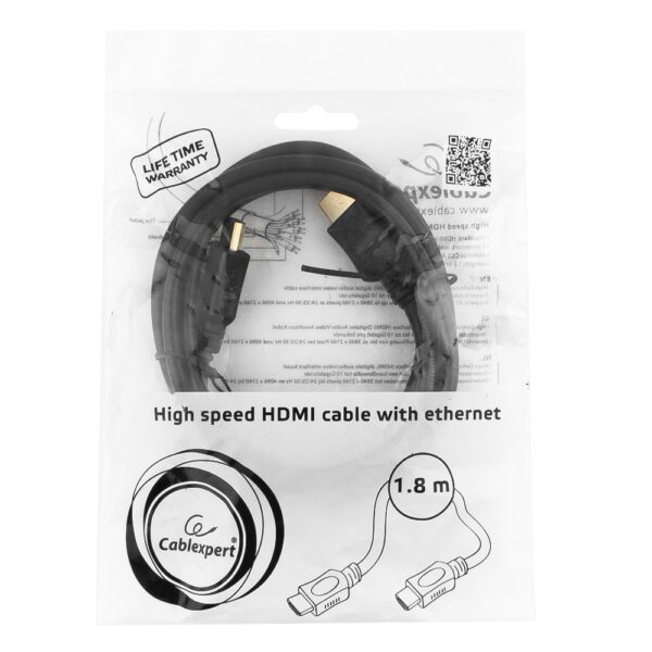кабель hdmi cablexpert cc-hdmi4l-6, 1.8м, v1.4, 19m/19m, серия light, черный, позол.разъемы, экран, пакет