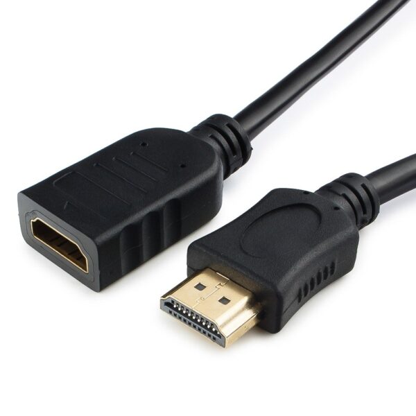 удлинитель кабеля hdmi cablexpert cc-hdmi4x-0.5m, 0.5м, v2.0, 19m/19f, черный, позол.разъемы, экран, пакет