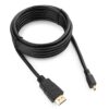 кабель hdmi-microhdmi cablexpert cc-hdmid-10, 19m/19m, 3.0м, v1.3, черный, позол.разъемы, экран, пакет