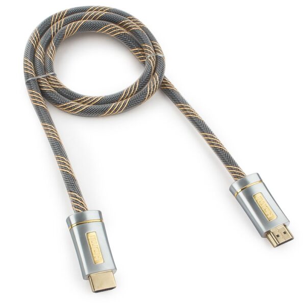 кабель hdmi cablexpert, серия platinum, 1 м, v2.0, m/m, нейлоновая оплетка, позол.разъемы, серебристый металлический корпус, нейлоновая оплетка, блистер