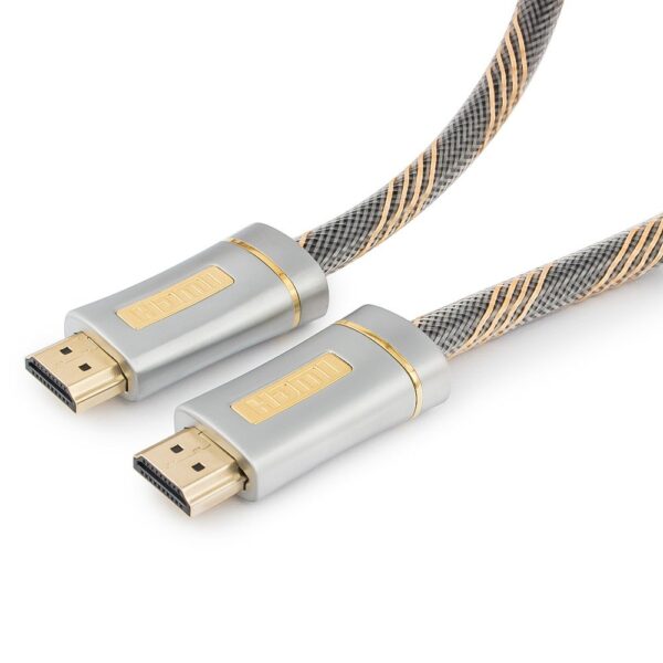 кабель hdmi cablexpert, серия platinum, 3 м, v2.0, m/m, позол.разъемы, серебристый металлический корпус, нейлоновая оплетка, блистер