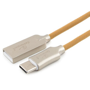 Кабель USB 2.0 Cablexpert CC-P-USBC02Gd-1.8M, AM/Type-C, серия Platinum, длина 1.8м, золотой, нейлоновая оплетка, блистер