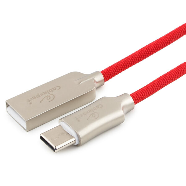 кабель usb 2.0 cablexpert cc-p-usbc02r-1.8m, am/type-c, серия platinum, длина 1.8м, красный, нейлоновая оплетка, блистер