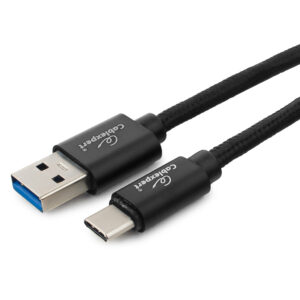 Кабель USB 3.0 Cablexpert CC-P-USBC03Bk-1M, AM/Type-C, серия Platinum, длина 1м, черный, нейлоновая оплетка, блистер
