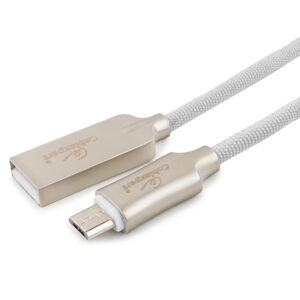 Кабель USB 2.0 Cablexpert CC-P-mUSB02W-1.8M, AM/microB, серия Platinum, длина 1.8м, белый, нейлоновая оплетка, блистер