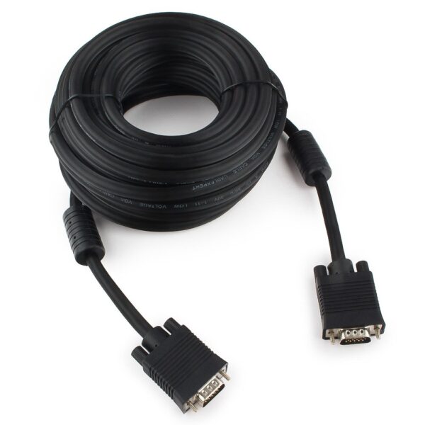 кабель vga premium cablexpert cc-ppvga-10m-b, 15m/15m, 10м, черный, двойной экран, феррит.кольца, пакет