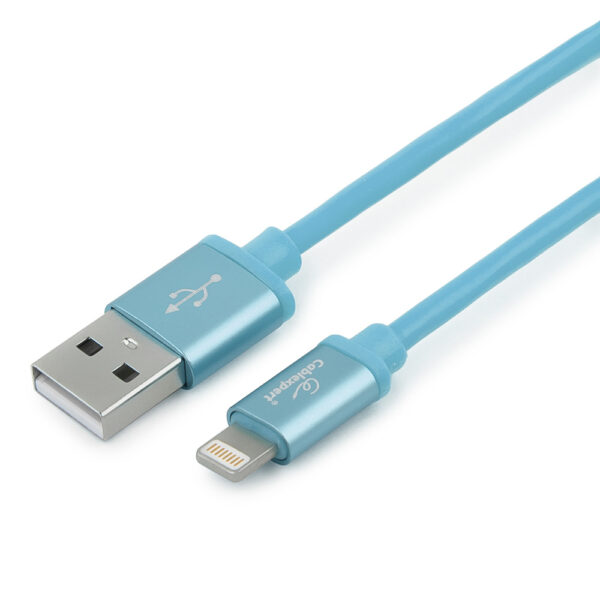 кабель cablexpert для apple cc-s-apusb01bl-1m, am/lightning, серия silver, длина 1м, синий, блистер