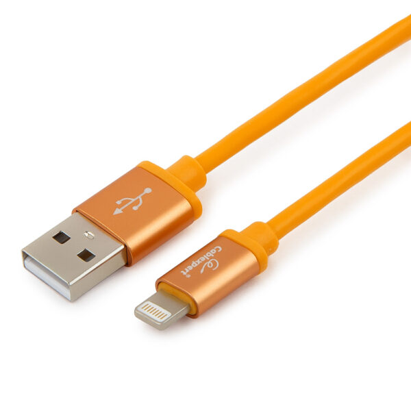кабель cablexpert для apple cc-s-apusb01o-1m, am/lightning, серия silver, длина 1м, оранжевый, блистер