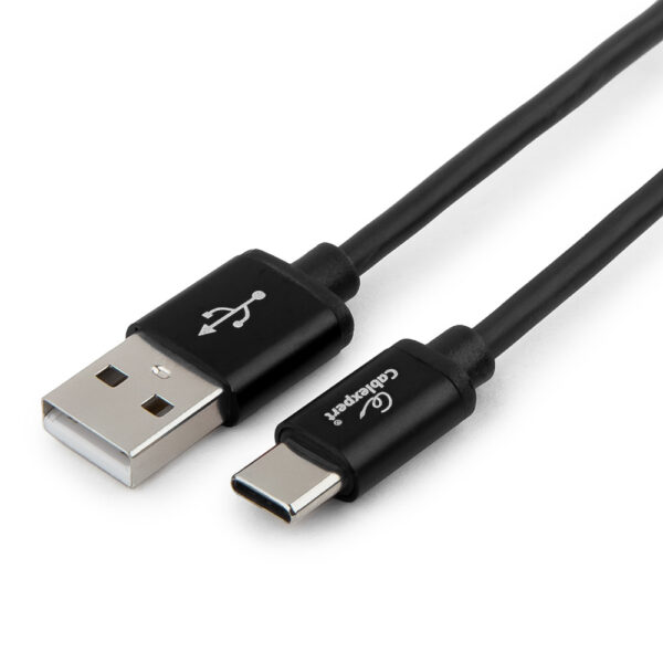 кабель usb 2.0 cablexpert cc-s-usbc01bk-3m, am/type-c, серия silver, длина 3м, черный, блистер