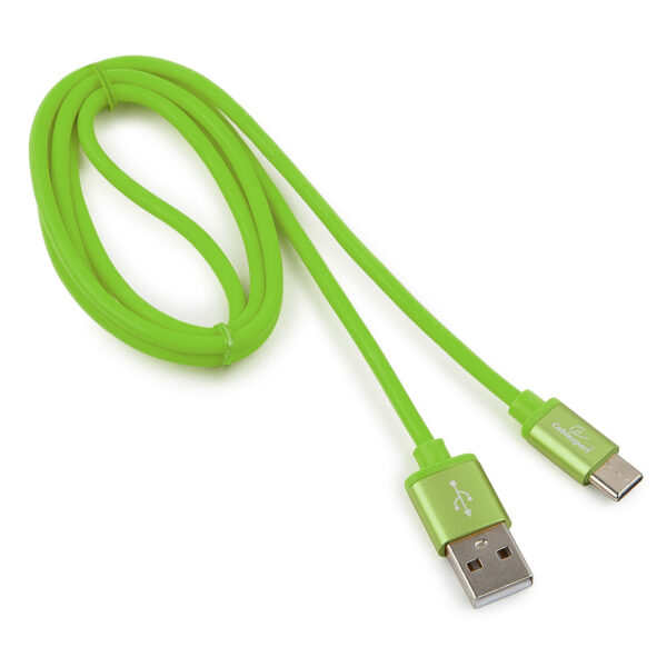 кабель usb 2.0 cablexpert cc-s-usbc01gn-1m, am/type-c, серия silver, длина 1м, зеленый, блистер