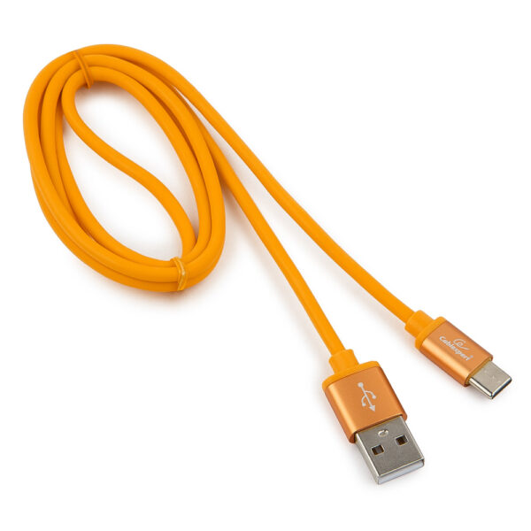 кабель usb 2.0 cablexpert cc-s-usbc01o-1m, am/type-c, серия silver, длина 1м, оранжевый, блистер