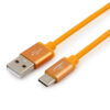 кабель usb 2.0 cablexpert cc-s-usbc01o-1m, am/type-c, серия silver, длина 1м, оранжевый, блистер