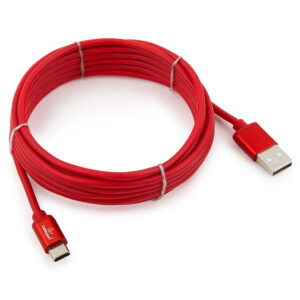 Кабель USB 2.0 Cablexpert CC-S-USBC01R-3M, AM/Type-C, серия Silver, длина 3м, красный, блистер