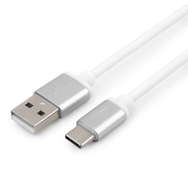 кабель usb 2.0 cablexpert cc-s-usbc01w-3m, am/type-c, серия silver, длина 3м, белый, блистер
