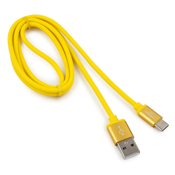 кабель usb 2.0 cablexpert cc-s-usbc01y-1m, am/type-c, серия silver, длина 1м, желтый, блистер