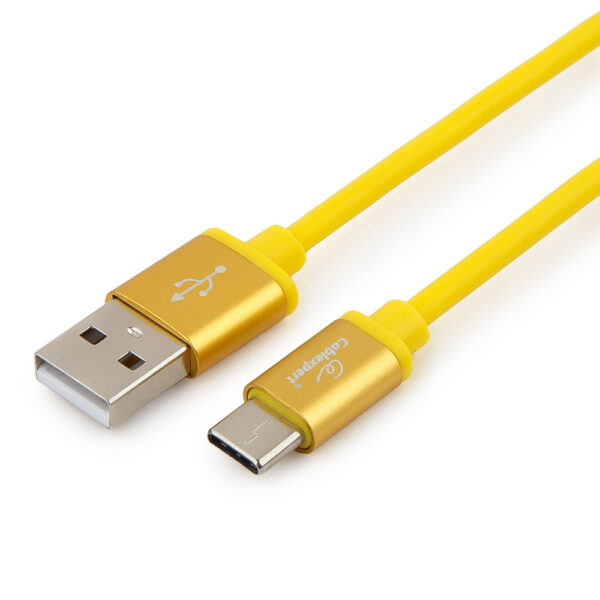 кабель usb 2.0 cablexpert cc-s-usbc01y-1m, am/type-c, серия silver, длина 1м, желтый, блистер