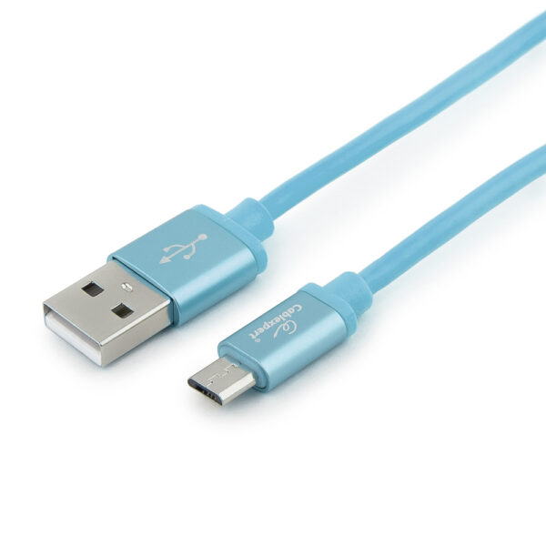 кабель usb 2.0 cablexpert cc-s-musb01bl-1m, am/microb, серия silver, длина 1м, синий, блистер