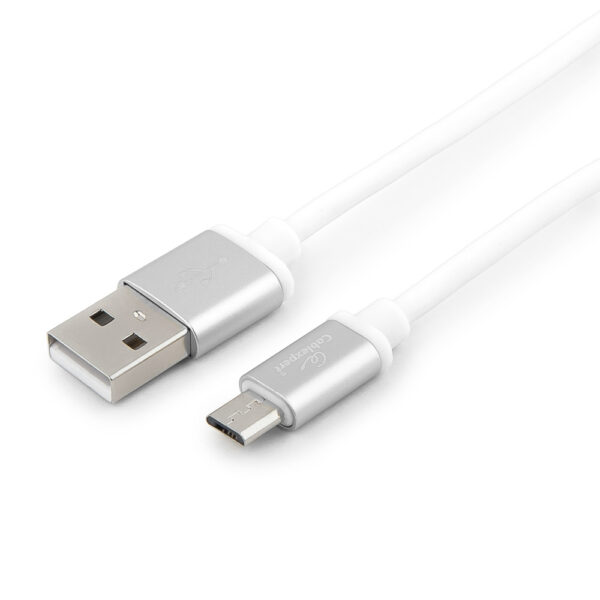 кабель usb 2.0 cablexpert cc-s-musb01w-1.8m, am/microb, серия silver, длина 1.8м, белый, блистер